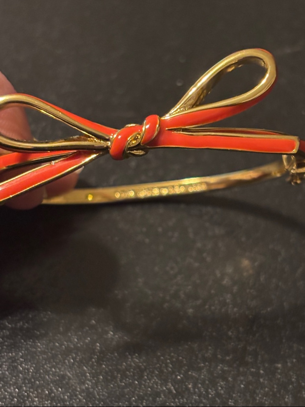 Kate Spade New York Skinny Mini Bow Bangle in Orange Enamel‎ - Picture 3 of 12